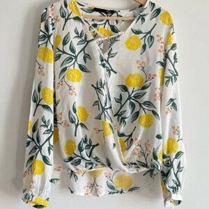 Brand New Women's Max Jeans White Floral-Print Blouse